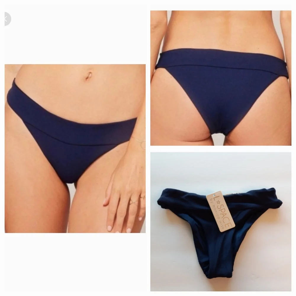 L*Space Veronica Classic Ribbed Swim Bottoms in Midnight Blue